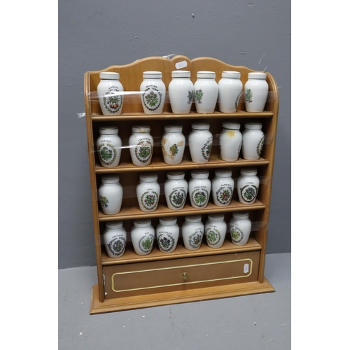 330 - Set of 24 Gloria Concepts Inc The Franklin Mint porcelain spice jars on a shelf. No Postage