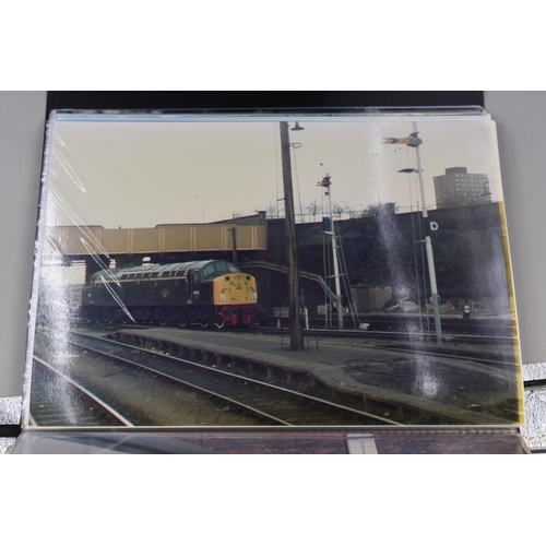 497 - Collection of 340 A4 sized coloured British railway photos in 4 folders, including photos of steam e... 