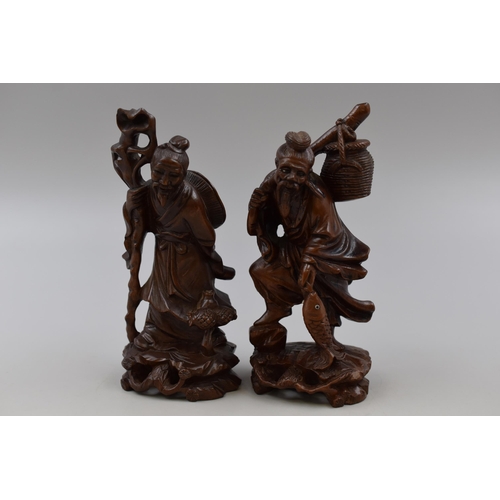 278 - Two vintage wood carved Chinese figurines (tallest 6 1/2