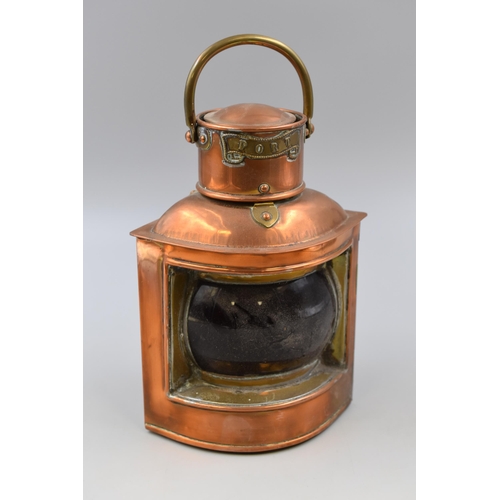 279 - A Copper and Brass Ships Port Lantern, Approx 8.5