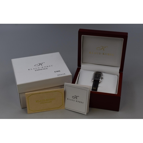 78 - Klaus-Kobec Eminence Watch set with four Diamonds in Original Presentation Box complete with Certifi... 