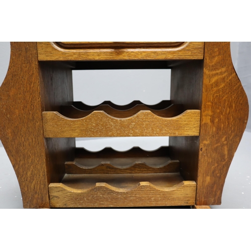 476 - Small Vintage Solid Teak Incorporated Wine Holder Magazine Rack Side Table with one Drawer Storage a... 