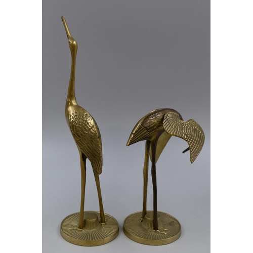 336 - A Pair of Brass Crane Figures, Approx 12