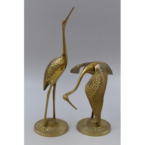 336 - A Pair of Brass Crane Figures, Approx 12