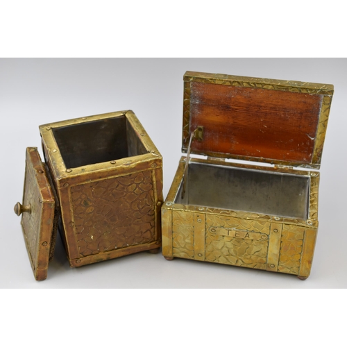 339 - Two Vintage Brass Mounted Tea Caddies, Includes Chest and Other