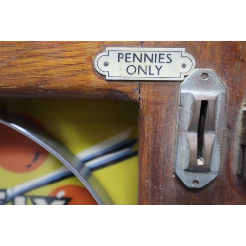 341 - Whales Redcar antique double six penny arcade pinball game. Surface dents, scratches and marks throu... 