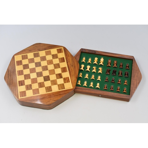 343 - Wooden Cased Miniature Travel Chess Set