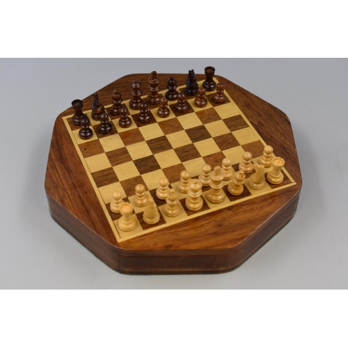 343 - Wooden Cased Miniature Travel Chess Set