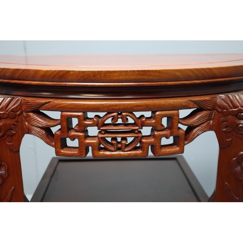 547 - Rosewood Chinese carved half moon table (31