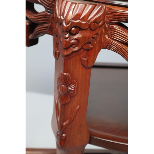 547 - Rosewood Chinese carved half moon table (31