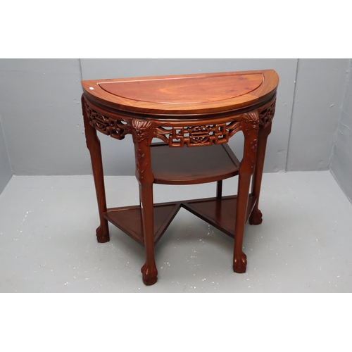 547 - Rosewood Chinese carved half moon table (31