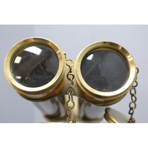 356 - A Pair of Replica Brass Nautical Binoculars on Brass and Wooden Adjustable Tripod, Approx 26