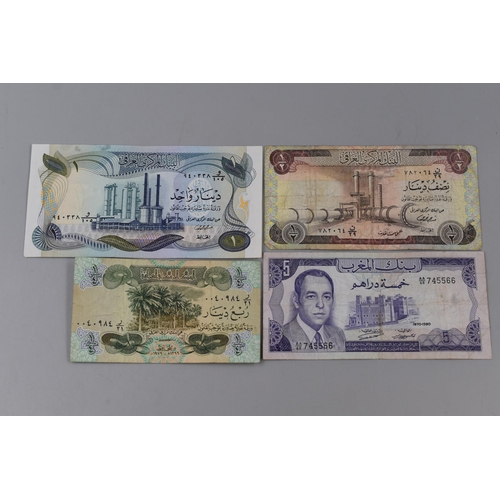 167 - Three Central Bank of Iraq and One Bank of Morocco Collectors Bank Notes