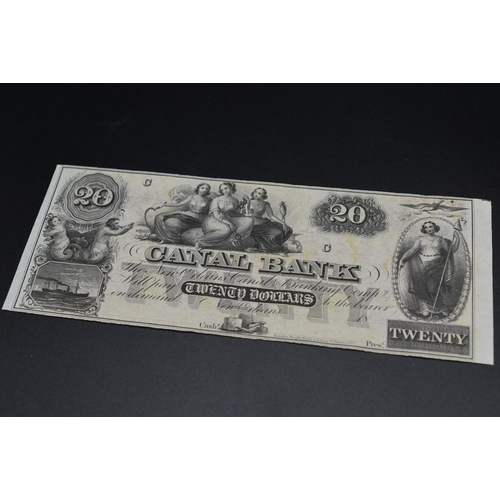 169 - USA, New Orleans Canal Bank $20 banknote. Undated & unsigned, c.1860.