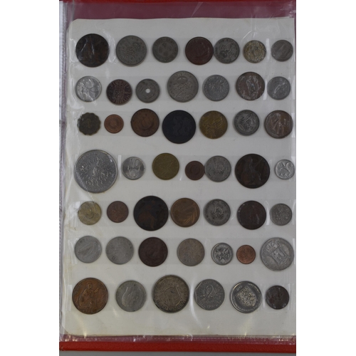 171 - Folder Containing 4 Sheets of English and Foreign Coins (Approx 200)