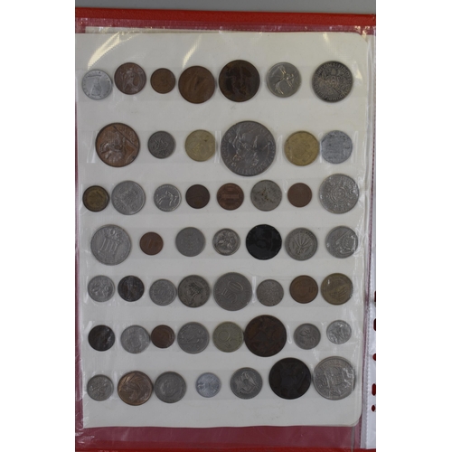 171 - Folder Containing 4 Sheets of English and Foreign Coins (Approx 200)