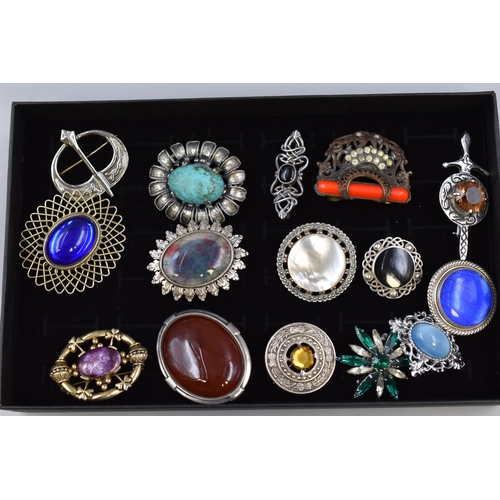 119 - Selection of Approx. Fifteen Brooches to include Silver Celtic style and others