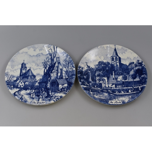 360 - Five plates to include three Origineel Blauw Delfls and two Royal Worcester with certification of au... 