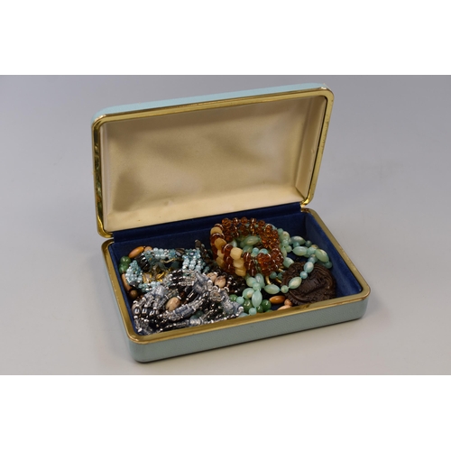 132 - Vintage jewellery box with some unsorted jewellery