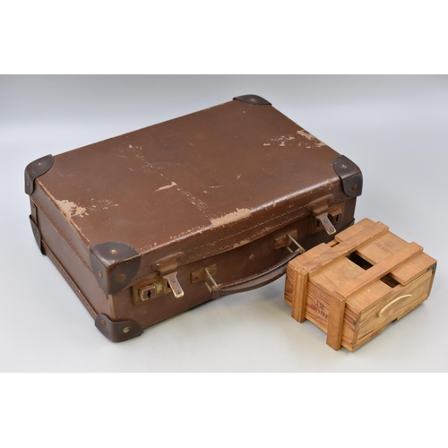 593 - Vintage Compressed Fibre Faux Leather Case and a 12 Bore Wooden Box