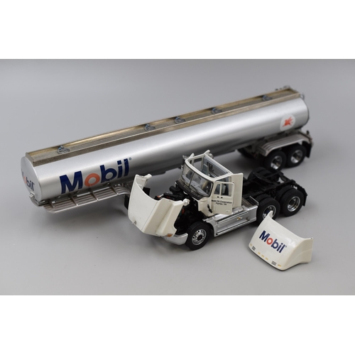 196 - Franklin Diecast Mobil Tanker Trailer Mack Truck this high detail truck has removable roof to expose... 