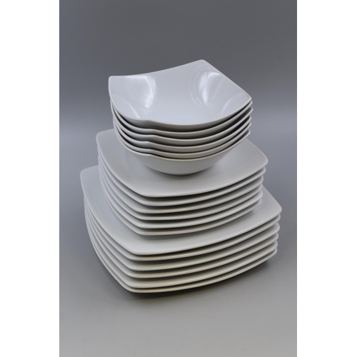 376 - Eighteen Piece Andante Square Dinner Service, Includes Six Dinner Plates, Six Side Plates, And Six B... 