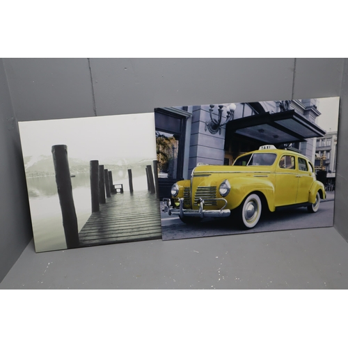 379 - Two large canvas's, Yellow cab (44