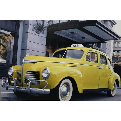 379 - Two large canvas's, Yellow cab (44