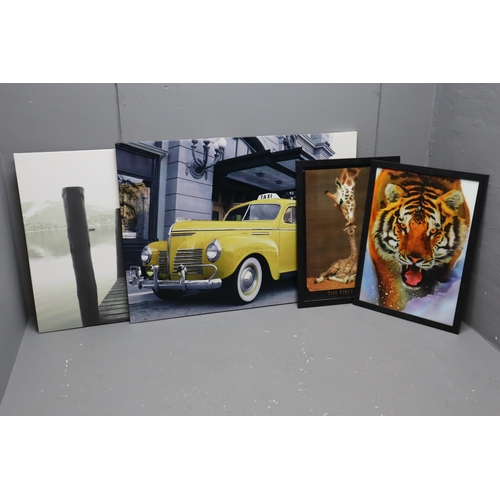 379 - Two large canvas's, Yellow cab (44