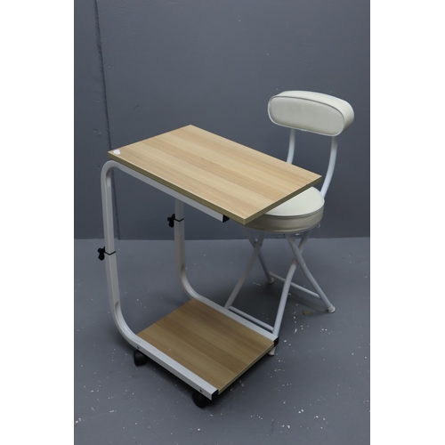 643 - Two Items to include a Lightweight Folding Chair and Height Adjustable Bedside Table. No Postage