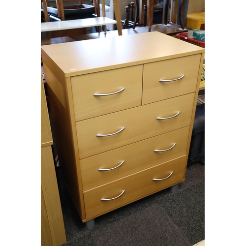 609 - 5 drawer pine effect unit with 3 lower drawers and two smaller upper (40.5