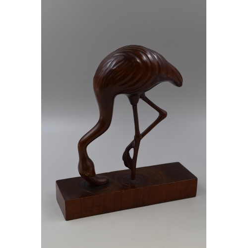 213 - Stunning wooden flamingo sculpture (10