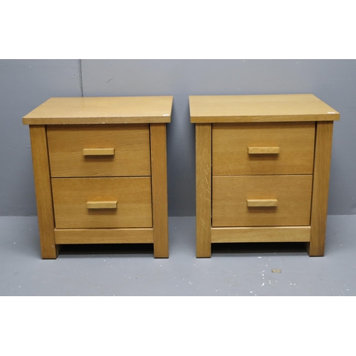 616 - Pair of Matching Oak Effect Two Drawer Bedside units with Smooth Roller Guided Drawers a nice sturdy... 