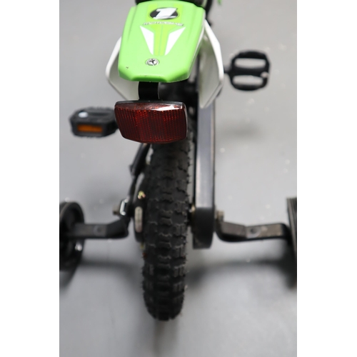 649 - Child's Motocross Style Pedal Bike with Stabiliser's Fitted. No Postage