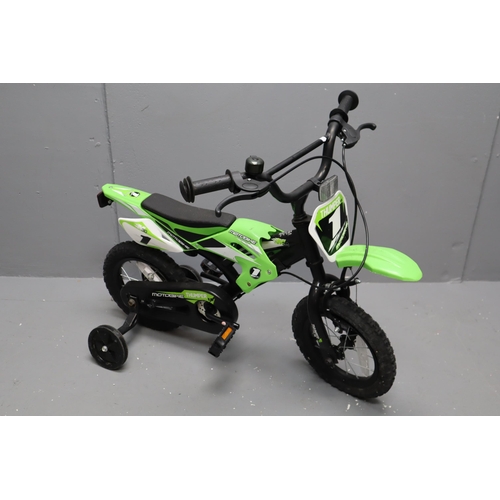 649 - Child's Motocross Style Pedal Bike with Stabiliser's Fitted. No Postage