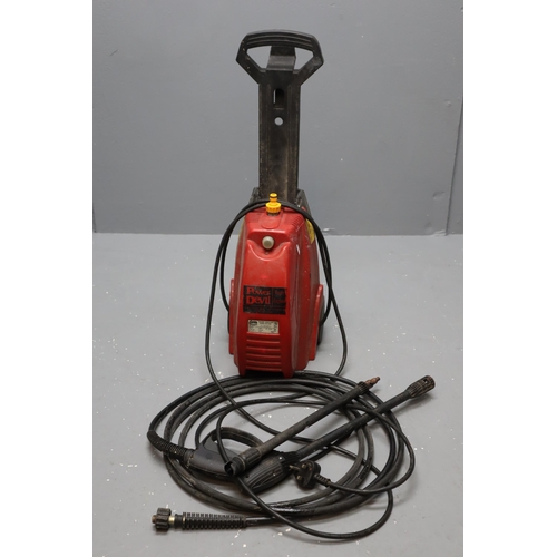 655 - A Power Devil 1750 PSI Pressure Washer, With Attachments. Powers On When Tested