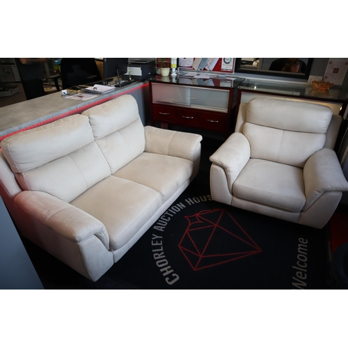 629 - Modern Two Piece Three Seat Settee Comprising of a Two Seater Settee and a Single seat Chair in Faux... 