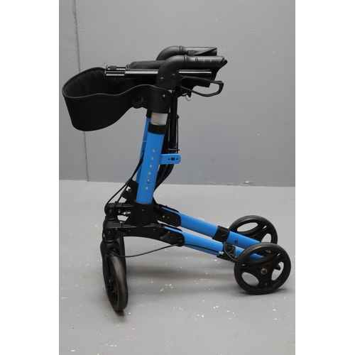 631 - As New Lightweight Elite Care Folding Four Wheeled Walker with Seat and Twin Brake System Fitted