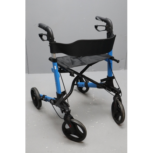 631 - As New Lightweight Elite Care Folding Four Wheeled Walker with Seat and Twin Brake System Fitted