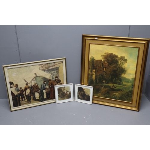 380 - Selection of Framed Art to include Two Decorative Tiles, The Miller's Children By John Constable Pri... 