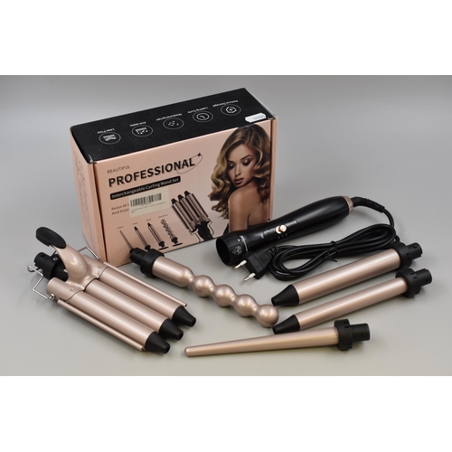 402 - New Professional Interchangeable Curling Wand Set with Attachments in Box