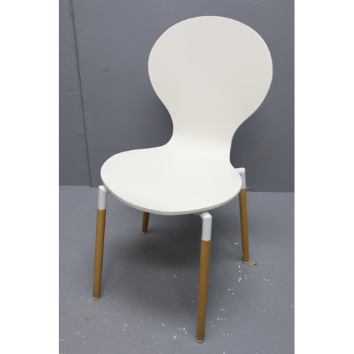 637 - Pair of Modern Bentwood Balloon Backed Dining Chairs in White sitting on Beachwood Legs. No Postage