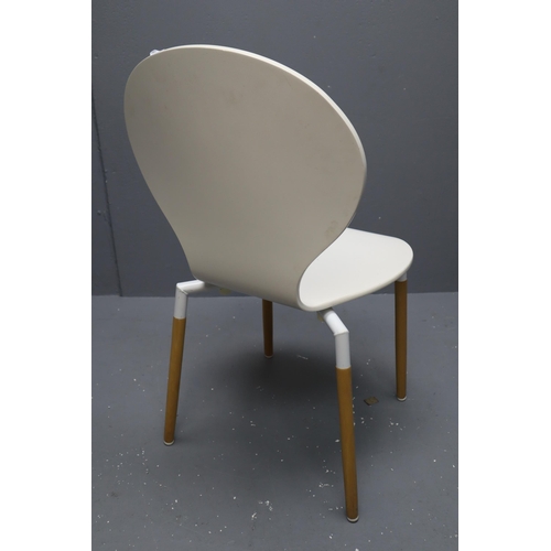 637 - Pair of Modern Bentwood Balloon Backed Dining Chairs in White sitting on Beachwood Legs. No Postage