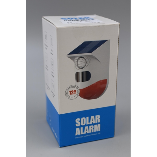 404 - New Solar Alarm, Intrusion Outdoor/Indoor PIR, Ideal For Home, Garage, Sheds etc, High Decibel Alarm... 