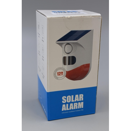 405 - New Solar Alarm, Intrusion Outdoor/Indoor PIR, Ideal For Home, Garage, Sheds etc, High Decibel Alarm... 