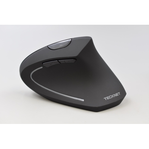 406 - TECKNET Ergonomic Vertical Mouse with Box and Manual (Powers On When Tested)