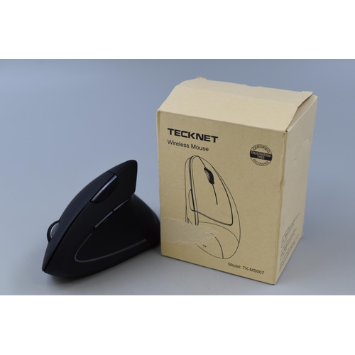 406 - TECKNET Ergonomic Vertical Mouse with Box and Manual (Powers On When Tested)