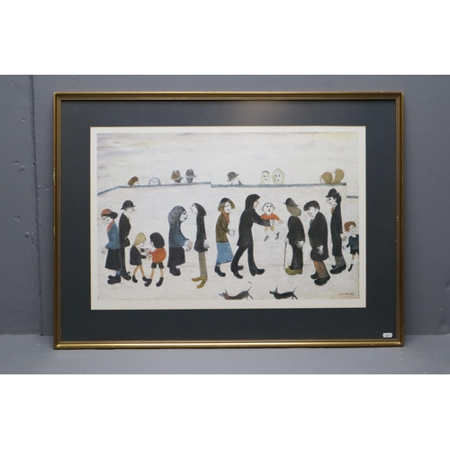 384 - L S Lowry Framed and Glazed Print entitled Man Holding Child circa 1965 (37