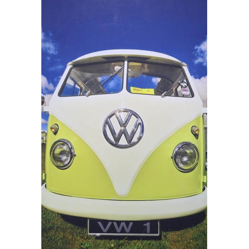 385 - Two Canvas on Frame Pictures to include Vintage VW Camper Van and London Covent Garden Flower Market... 