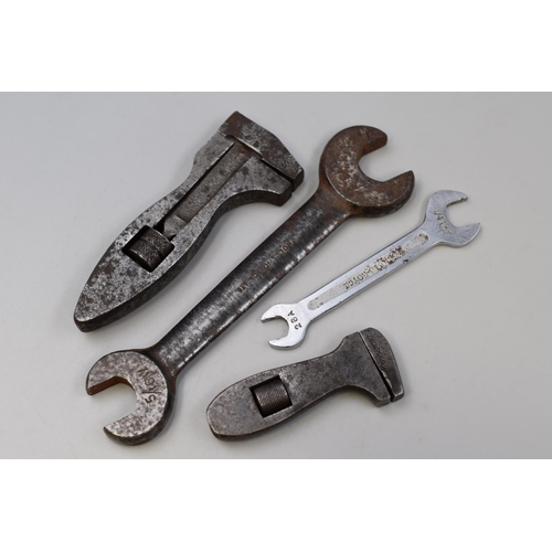 411 - Four Vintage Spanners including Rolls Royce, Military, and More